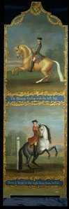 Galop na maneżu lub Carriere" (u góry) i "Terre a Terre w prawo widziane z góry" (u dołu), ok. 1750 r.